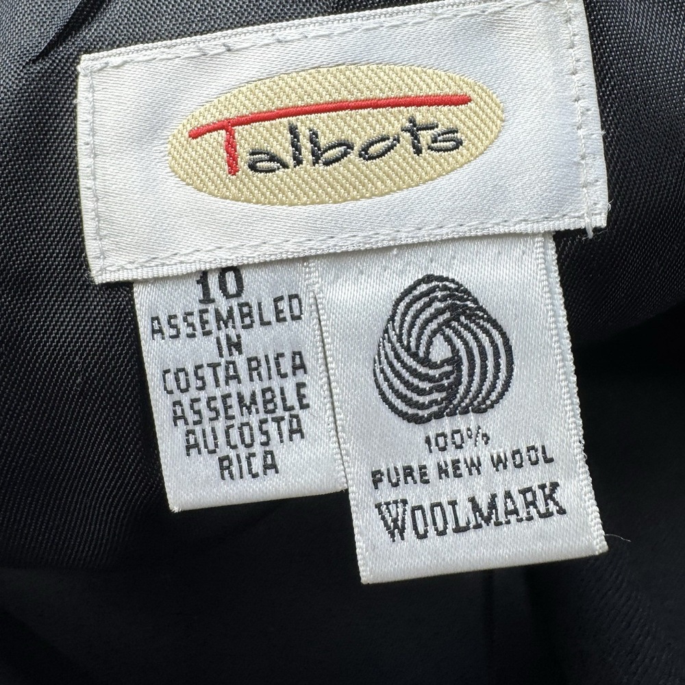 Talbots Size‎ 10 Black Blazer Single Gold Button 100% Wool Career Office Jacket - Picture 2 of 9